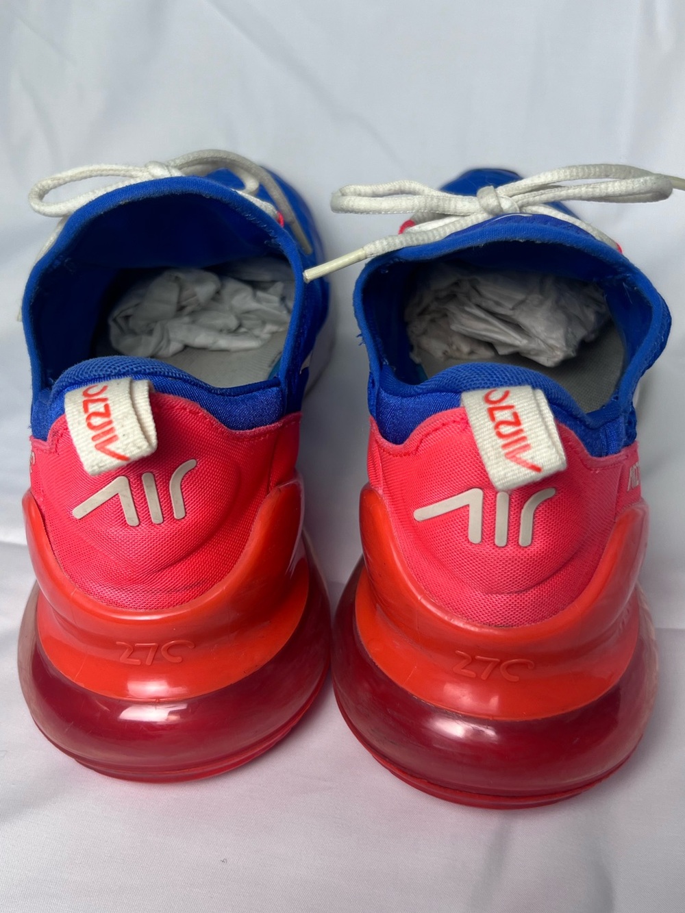 Nike Air Max 270 Athletic Shoes in Blue with Red Accents - Picture 7 of 8
